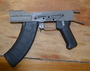 Ambidextrous safety for all AK variants.   A modified traditional selector is used on the right and the left lever is located near the top of the pistol grip.  